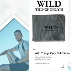 Wild Things Only Querformat blau echtes Leder Portemonnaie OPJ103B