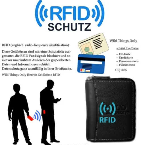 Wild Things Only schwarz Echtleder Portemonnaie RFID Schutz OPJ108S